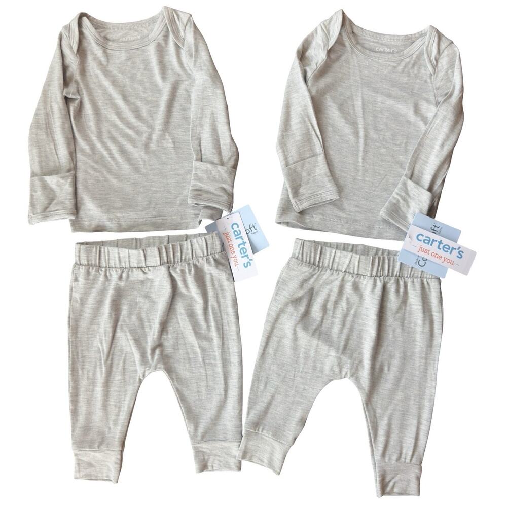 Carter’s Baby 2 Pack Outfit Set Gray Long Sleeve Top Pants 3 Month NWT